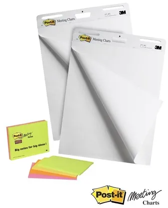 3M Post-it Super Sticky - blädderblock - 635 x 762 mm - 30 ark (förpackning med 2)
